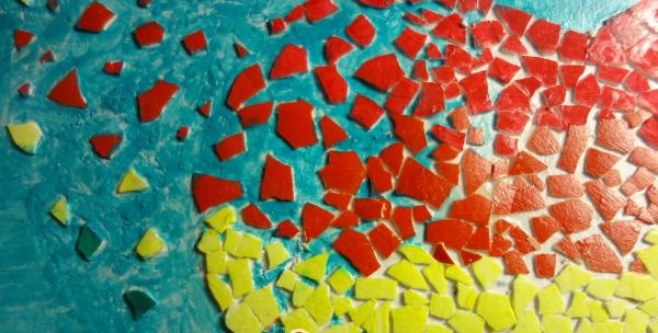 Mosaic painting made from eggshells