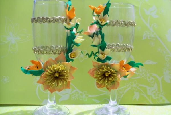 décorer des verres avec un bouquet de foamiran