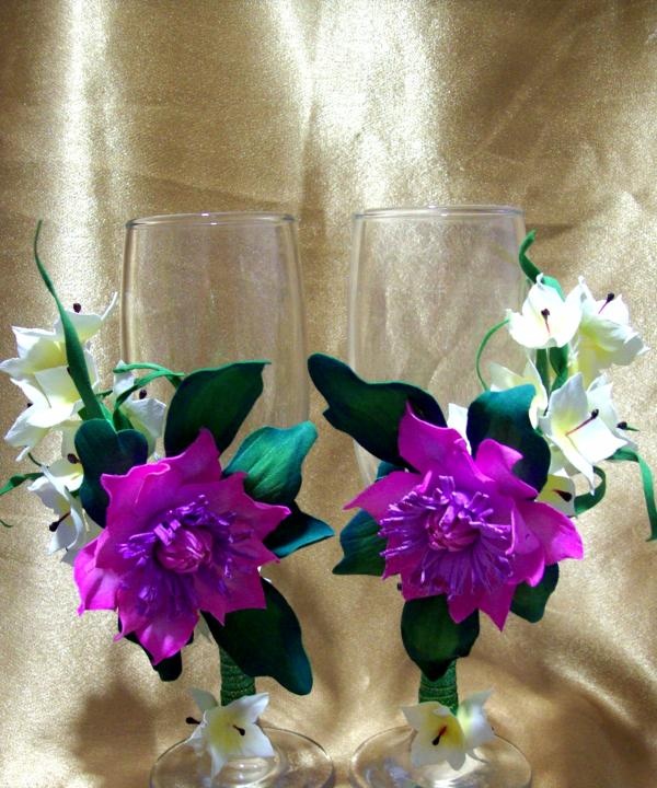 décorer des verres avec des fleurs