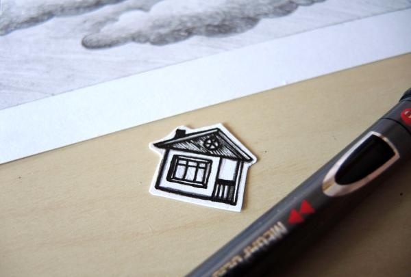 dibujar una casa con un bolígrafo de gel