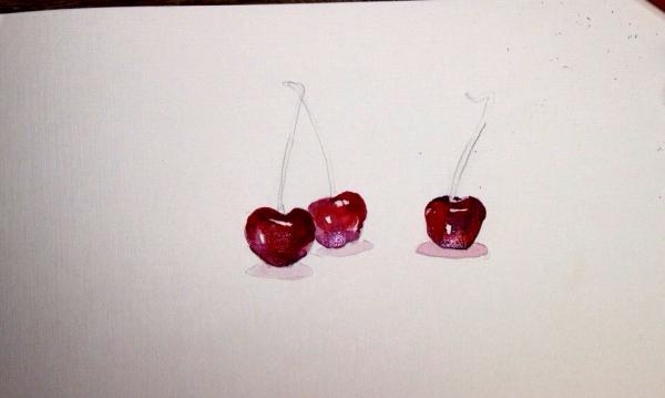 How to paint a cherry in watercolor