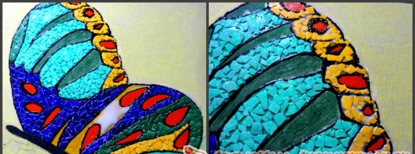 pintura em mosaico de casca de ovo