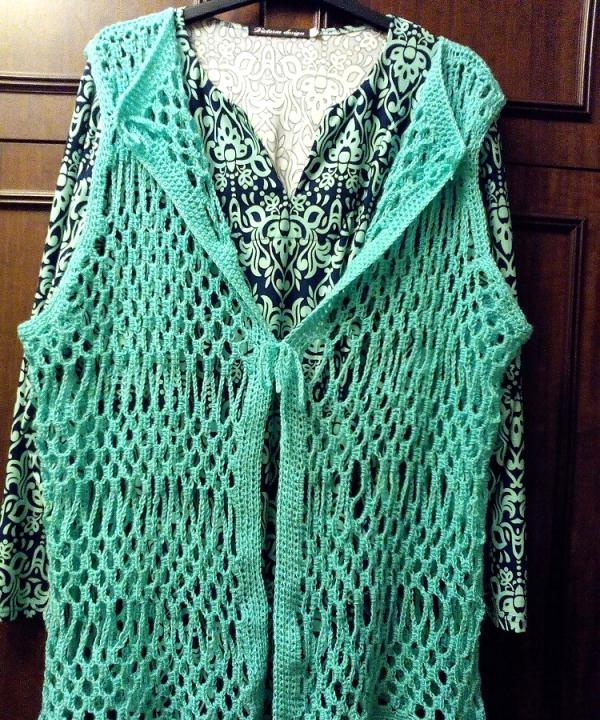Naka-crocheted mesh vest