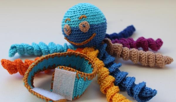 Crochet octopus hand toy