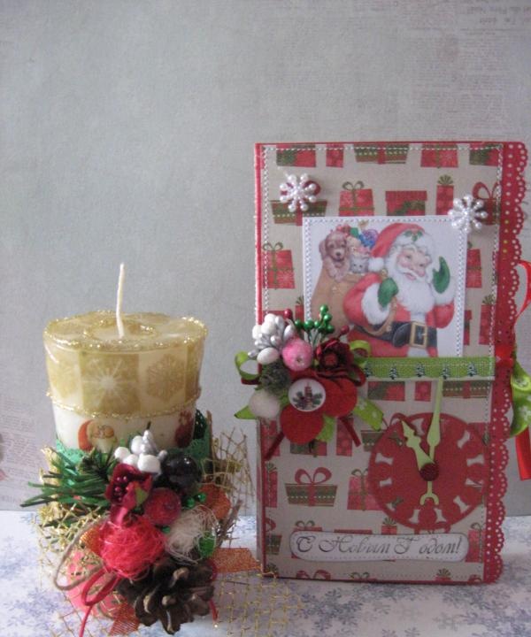 Noworoczna świeca i dekoracja