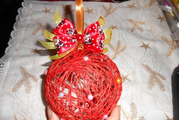 Bola de hilo decoración para árbol de Navidad