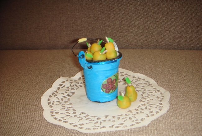 Bucket with fruits