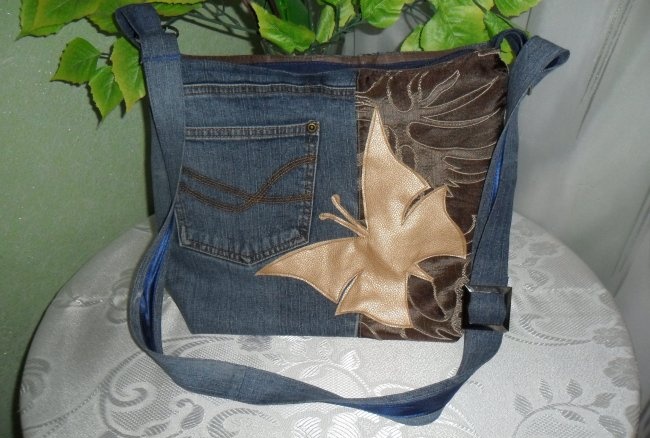 Krepšys iš senų džinsų