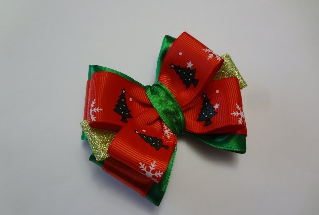 Christmas kanzashi bows