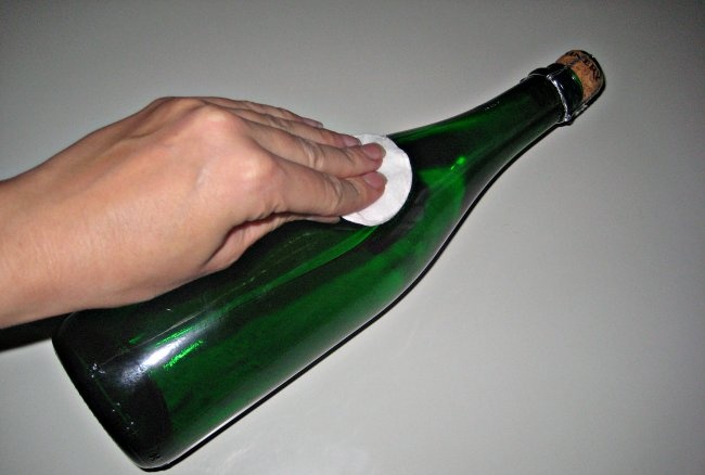 Novoročná fľaša šampanského na decoupage