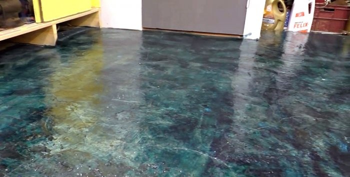 Do-it-yourself marble concrete floor in the garage