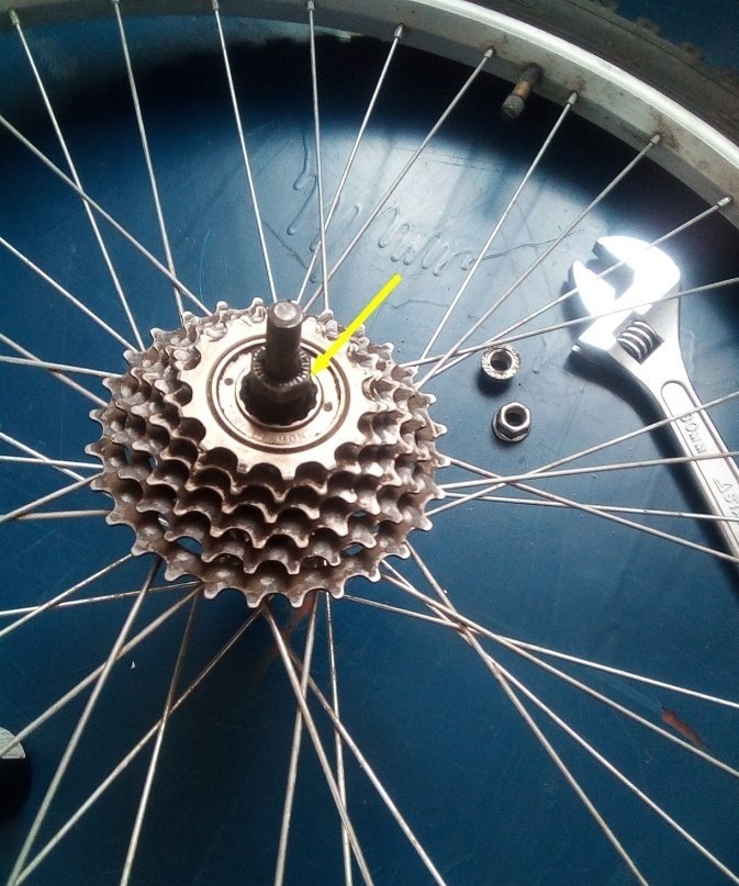 Demontering, underhåll och montering av baknav och spärrhake på cykelhjulet