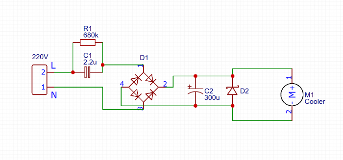 Come alimentare un dispositivo di raffreddamento per il raffreddamento di una matrice LED a 220 V