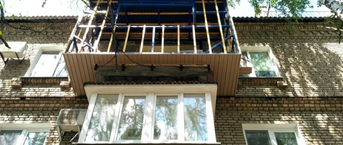 Balcony finishing with siding and insulation with technoplex
