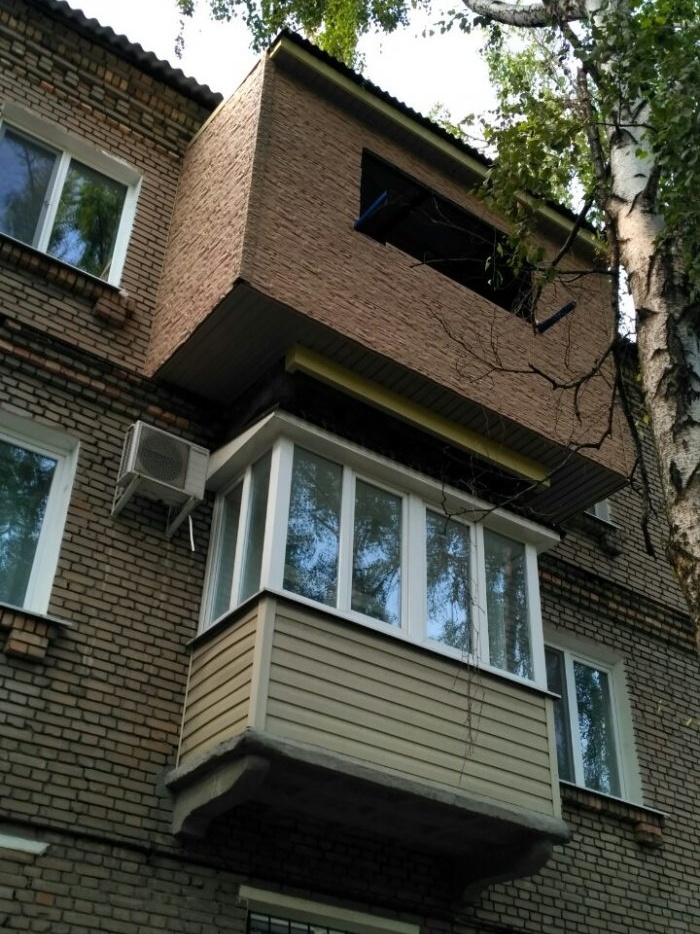 Balcony finishing with siding and insulation with technoplex