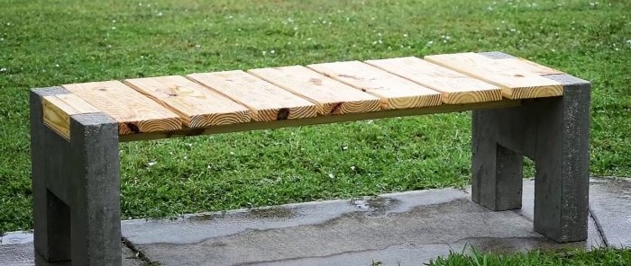 Sådan laver du en udendørs bænk af beton og træ