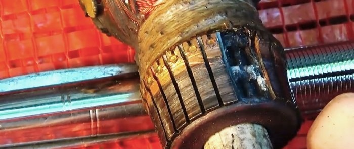 Villanymotor-armatúra kommutátorlemezek barkács-helyreállítása