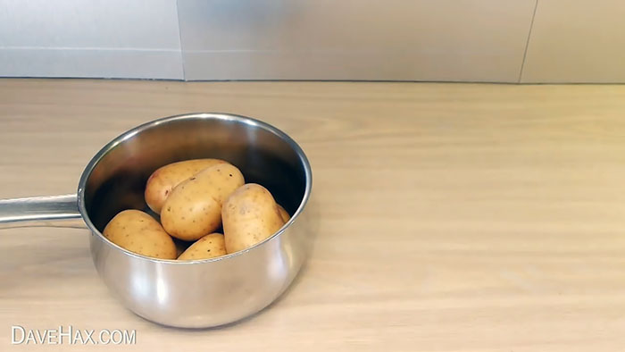 A way to quickly peel potatoes so that the skin peels off on its own