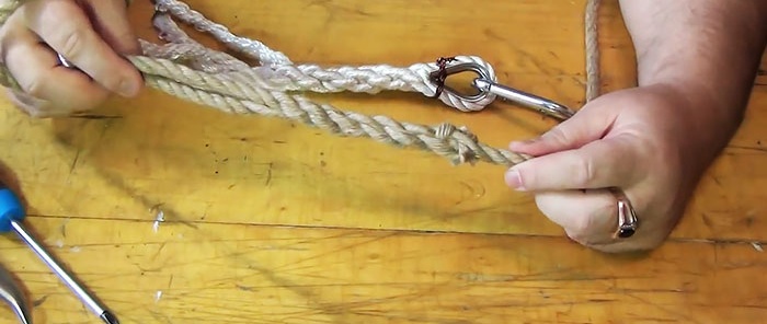 Hvordan flette et tau uten knute til en løkke eller for å feste et fingerbøl