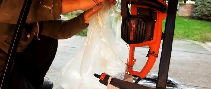 Como fazer uma máquina para serrar lenha com uma motosserra elétrica