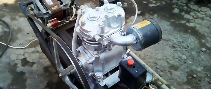 Luftkompressor fra en ZIL enhed og en vaskemaskinemotor