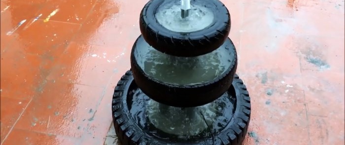Ako vyrobiť trojposchodovú záhradnú fontánu zo starých pneumatík