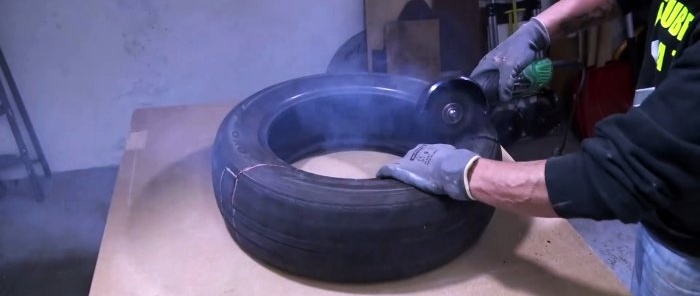 Making a wall-mounted compact boxing trainer from a tire