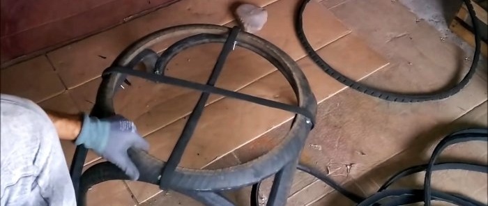 Изработка на градински стол от стари гуми