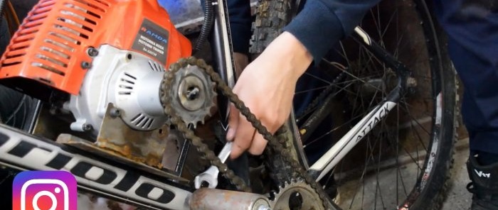 Paano mag-install ng motor mula sa isang brush cutter hanggang sa isang bisikleta