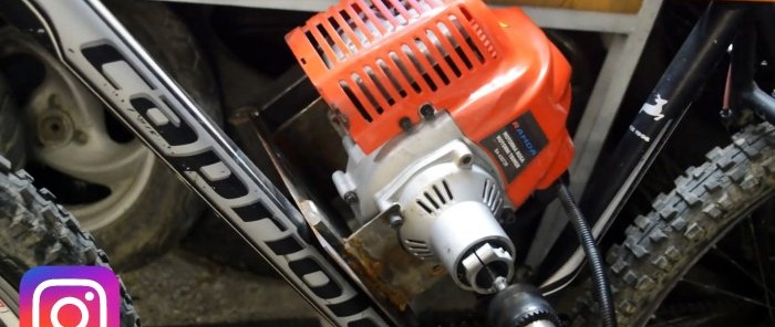 How to install a motor from a brush cutter to a bicycle