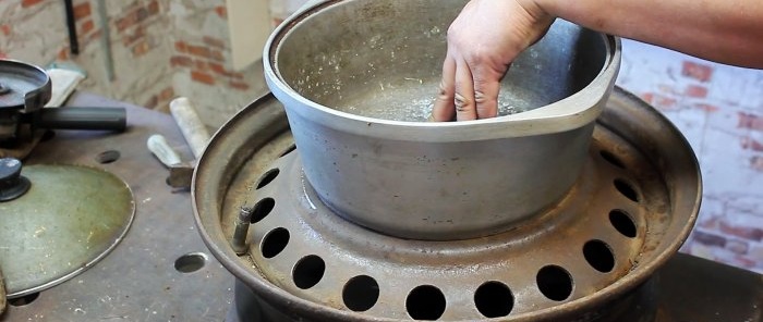 How to make a portable stove for a cauldron from wheel rims