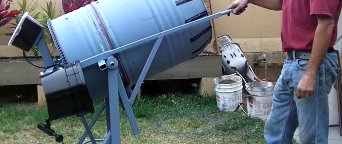 Hvordan man laver en betonblander med en foldemekanisme fra en tønde
