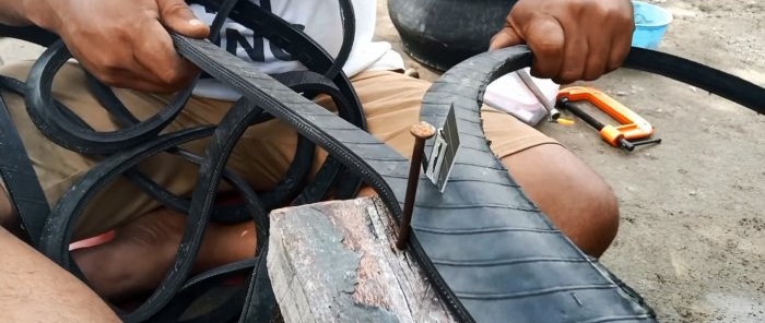 Bir araba lastiği ince şeritler halinde nasıl kesilir ve nerede kullanılır?