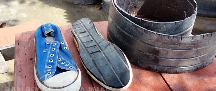 Repairing a leaky sole with a car tire