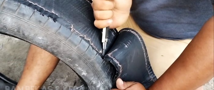 Réparer une semelle qui fuit avec un pneu de voiture