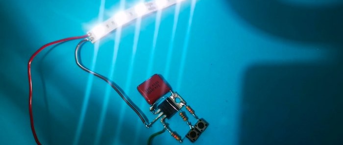 Ako vyrobiť tlačidlový elektronický regulátor pomocou jedného tranzistora