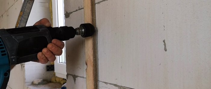 Hoe u snel een muur kunt groeven met een boormachine zonder muurvolger in cellenbeton