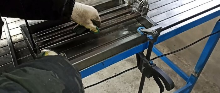 Ako vyrobiť pokosovú pílu s preťahovačkou na uhlovú brúsku z bicyklových puzdier