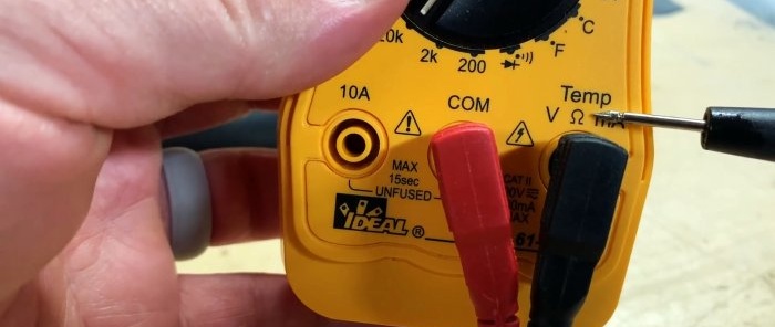 switch the multimeter to resistance test mode