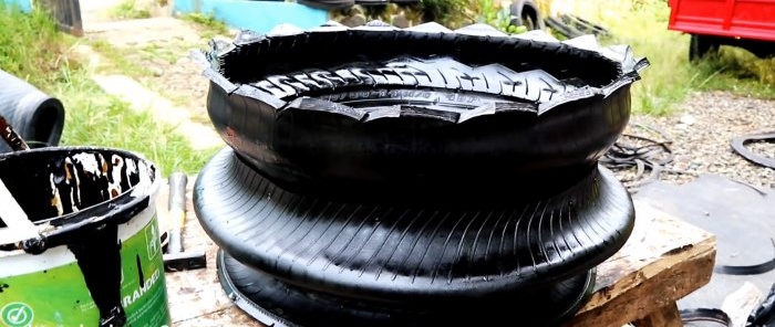 Kaip pasidaryti sodo vazoną iš motociklų padangų