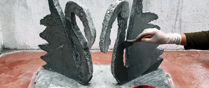 How to make a terrace table with cement swans