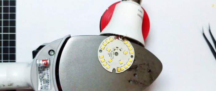 How to use an iron to replace a burnt-out LED in an LED lamp