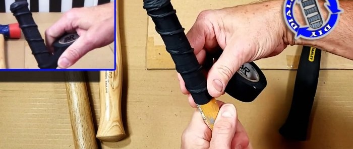 Værktøjet vil holde i hånden som hånd i handske, hvis du laver en simpel skridsikker vikling