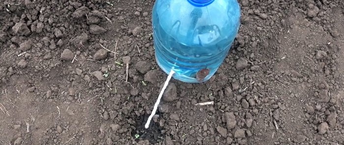 Sistema di irrigazione a goccia per 30 giorni da una bottiglia di plastica