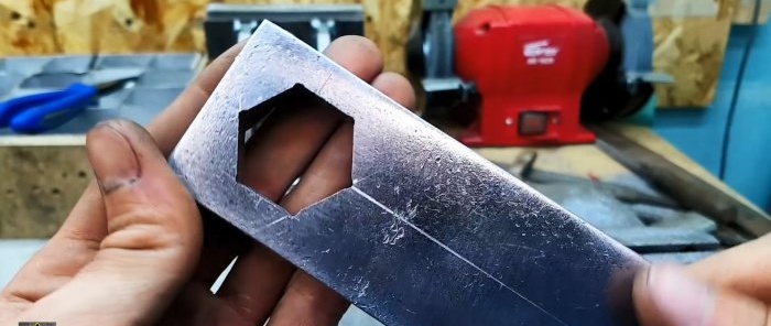 Kaip garaže padaryti šešiakampę skylę iš storo plieno