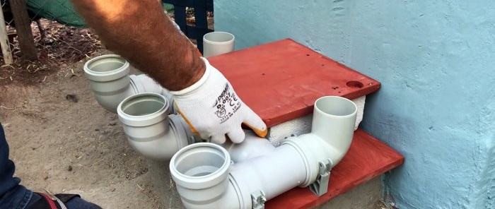Automatisk vandbeholder til fjerkræ fra kloak-tees og albuer