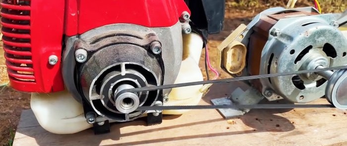 Hur man gör en 220V generator från en tvättmaskinsmotor och en röjsågsmotor
