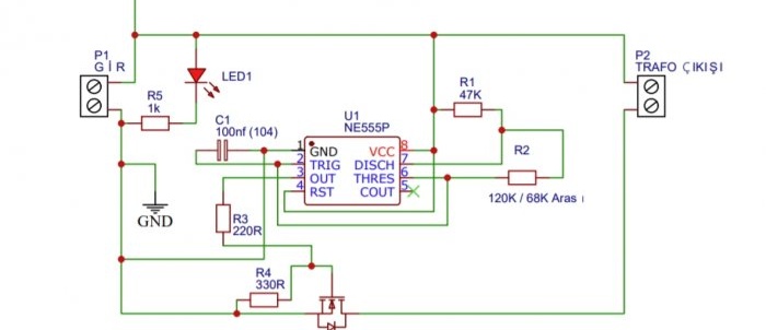 Circuit simplu invertor 220V pentru transformatoare cu două terminale