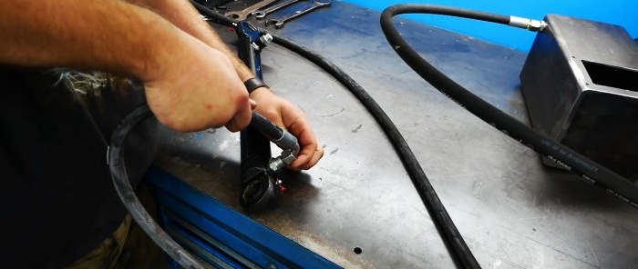 Hvordan lage en kraftig hydraulisk drift fra en starter og en oljepumpe fra en traktor
