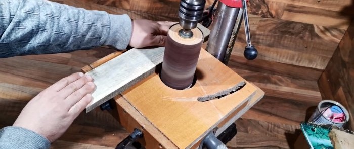 Do-it-yourself grinding thicknesser attachment para sa isang drilling machine